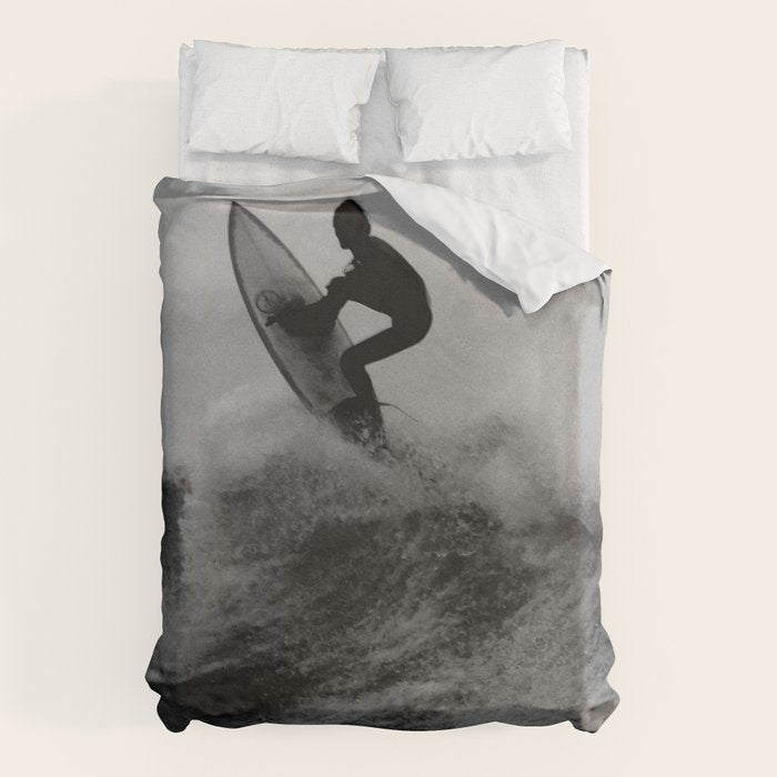 Surf black white Duvet Cover