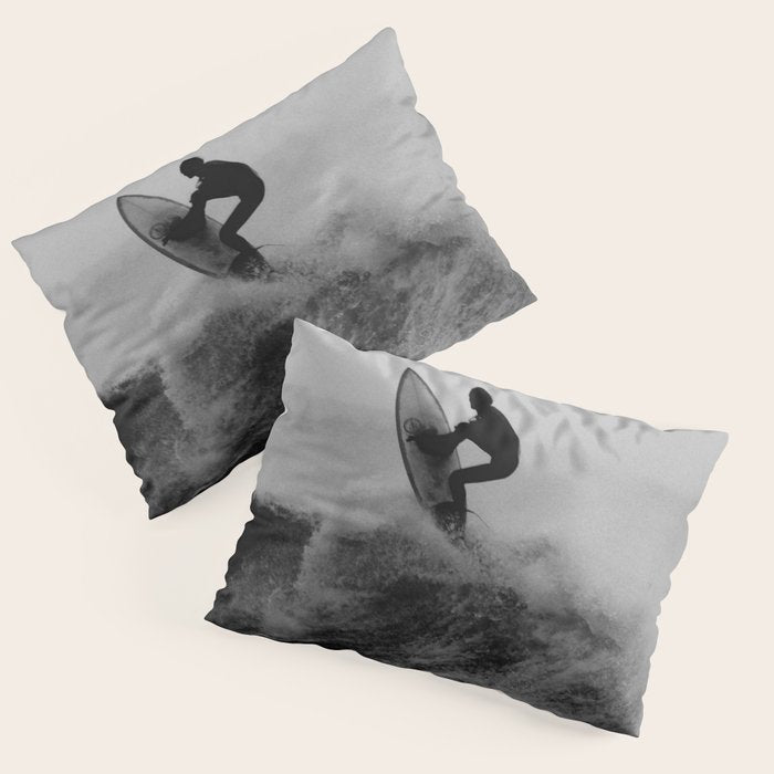 Surf black white Pillow Sham Gallery Image 1