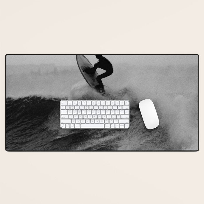 Surf black white Desk Mat Gallery Image 1