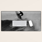 Surf black white Desk Mat Gallery Image 1