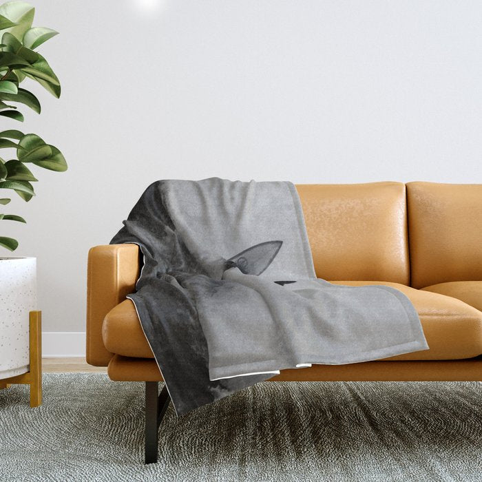 Surf black white Throw Blanket Gallery Image 1