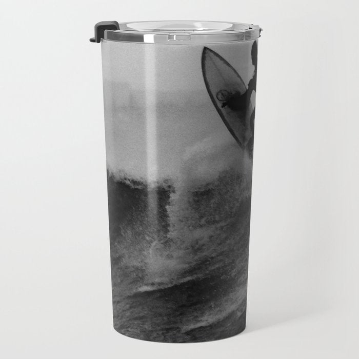 Surf black white Travel Mug Gallery Image 3