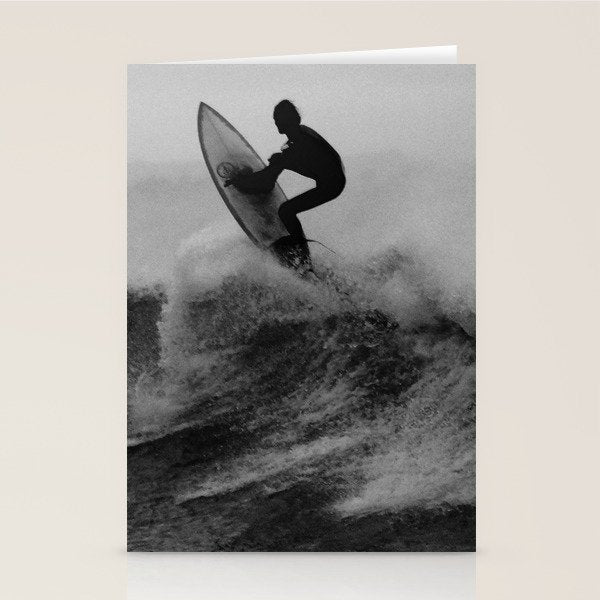 Surf black white Stationery Card Gallery Image 1