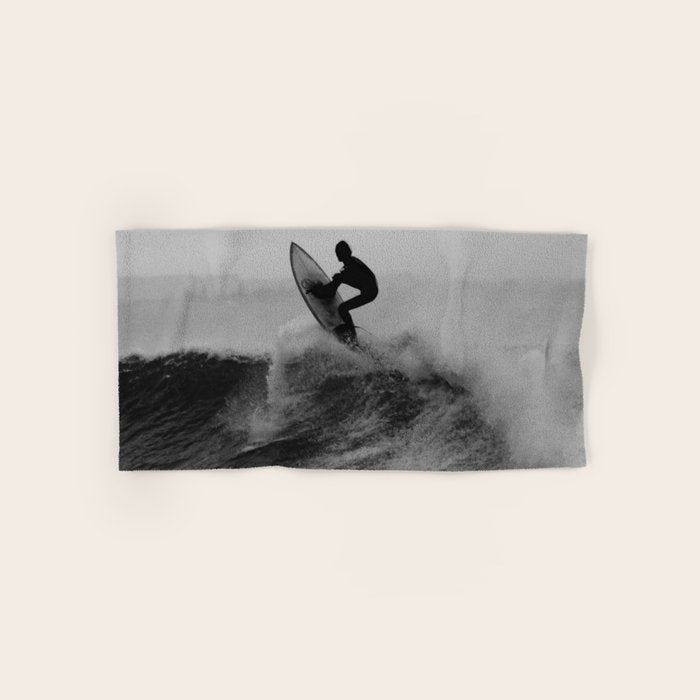 Surf black white Bath Towel Gallery Image 1