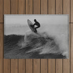 Surf black white Outdoor Rug Gallery Image 1