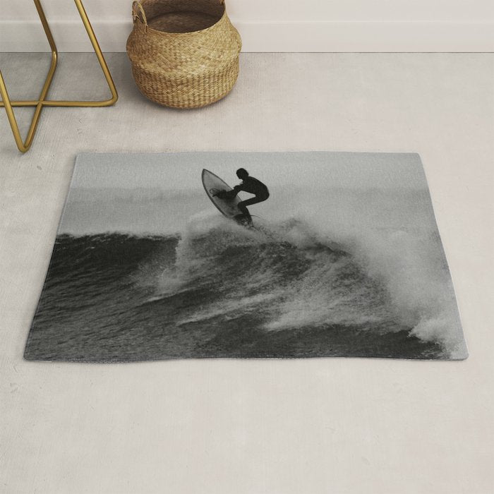 Surf black white Rug Gallery Image 1