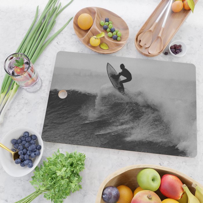 Surf black white Cutting Board Gallery Image 2