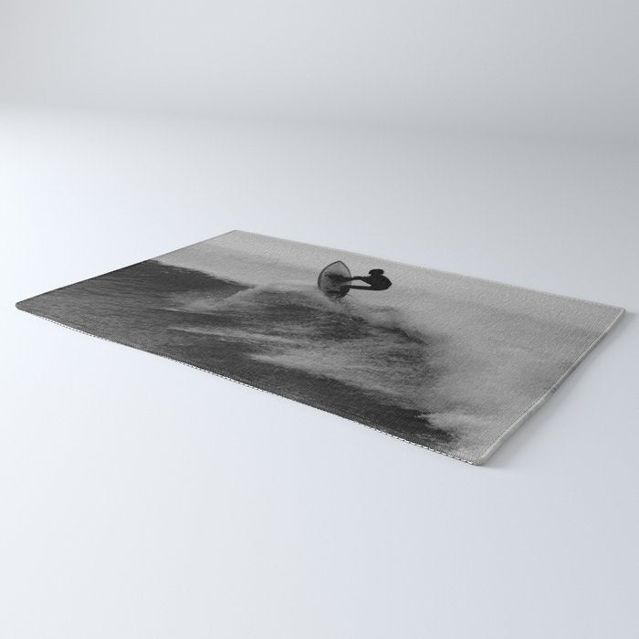 Surf black white Rug Gallery Image 3