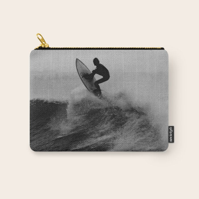Surf black white Carry All Pouch Gallery Image 1