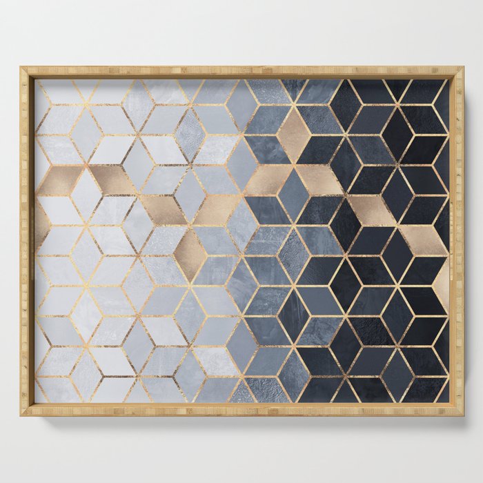 Soft Blue Gradient Cubes Serving Tray Gallery Image 1