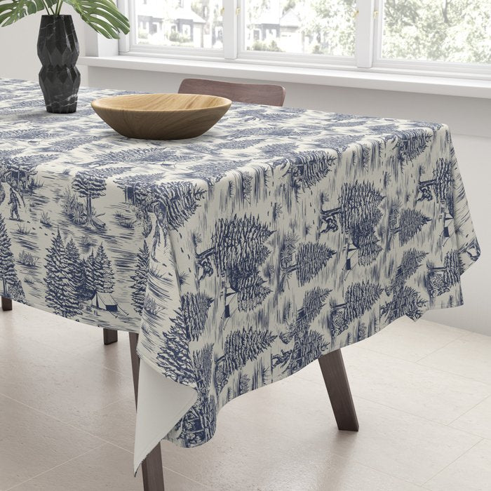 Bigfoot / Sasquatch Toile de Jouy in Blue Tablecloth Gallery Image 3