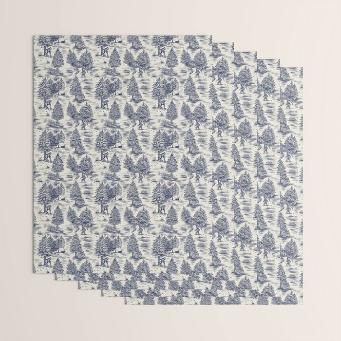 Bigfoot / Sasquatch Toile de Jouy in Blue Wrapping Paper Gallery Image 3