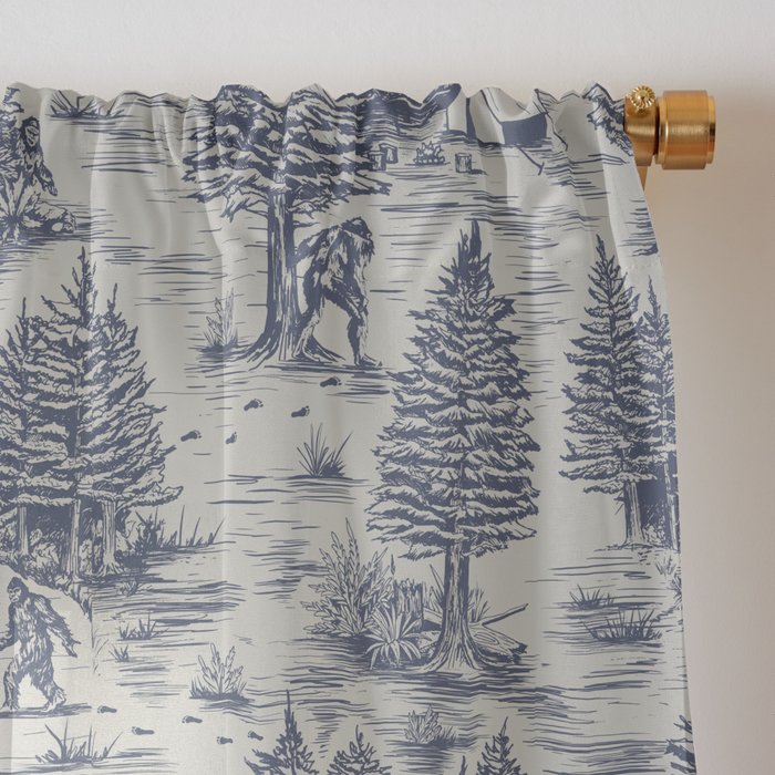 Bigfoot / Sasquatch Toile de Jouy in Blue Window Curtain Gallery Image 3