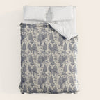 Bigfoot / Sasquatch Toile de Jouy in Blue Duvet Cover Gallery Image 6