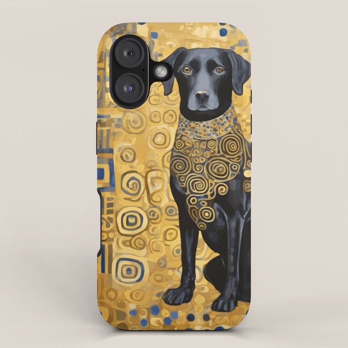 Gustav Klimt Style Dog with Blue and Gold Patterns iPhone Case Gallery Image 1