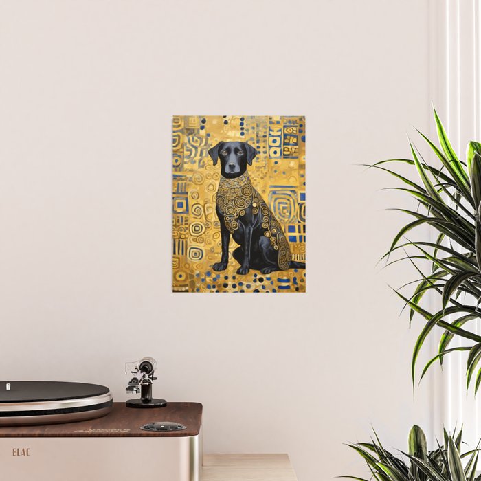 Gustav Klimt Style Dog with Blue and Gold Patterns Poster Gallery Image 2