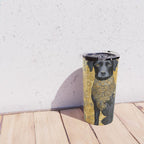 Gustav Klimt Style Dog with Blue and Gold Patterns Travel Mug Gallery Image 4
