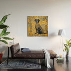 Gustav Klimt Style Dog with Blue and Gold Patterns Wood Wall Art Gallery Image 2
