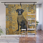 Gustav Klimt Style Dog with Blue and Gold Patterns Wall Mural Gallery Image 1
