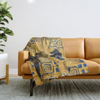 Gustav Klimt Style Dog with Blue and Gold Patterns Throw Blanket Gallery Image 1