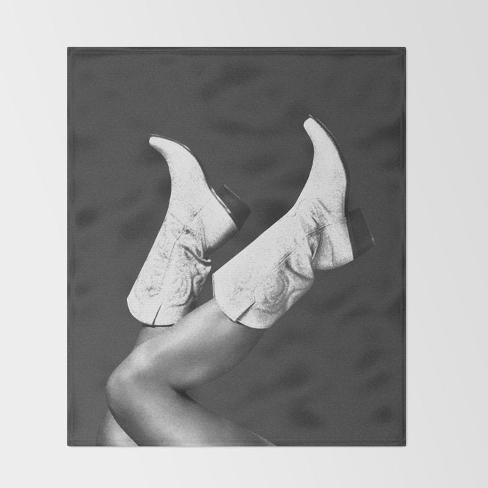 These Boots - Noir II / Black & White Throw Blanket Gallery Image 2