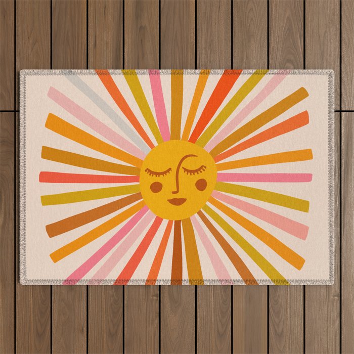 Sunshine - Retro Ochre Palette Outdoor Rug Gallery Image 1