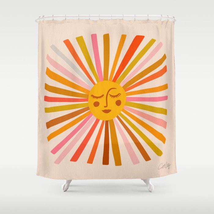 Sunshine - Retro Ochre Palette Shower Curtain Gallery Image 1