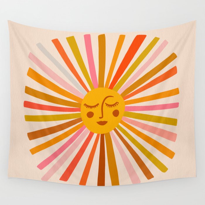 Sunshine - Retro Ochre Palette Wall Tapestry Gallery Image 4