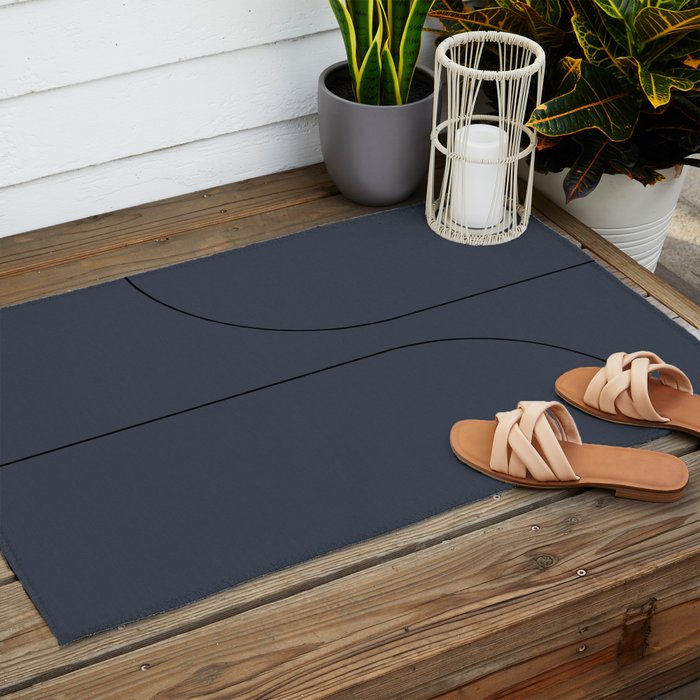 Modern Minimal Line Abstract XXXI Outdoor Rug Gallery Image 2