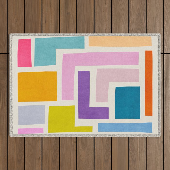 Pastel Colorful Modern Artwork Outdoor Rug Gallery Image 1