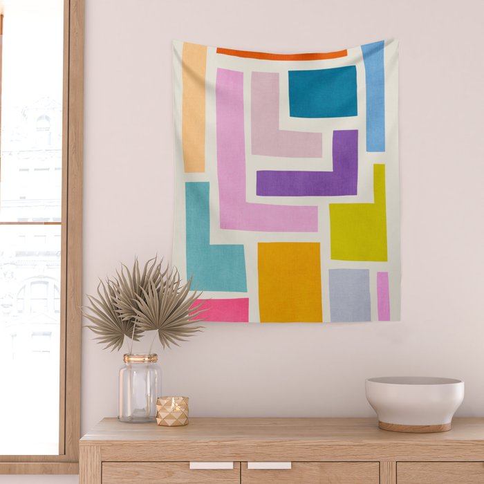 Pastel Colorful Modern Artwork Wall Tapestry Gallery Image 2