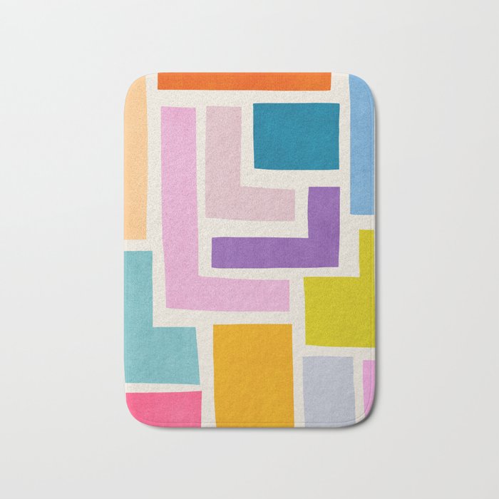 Pastel Colorful Modern Artwork Bath Mat Gallery Image 1