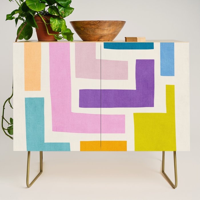 Pastel Colorful Modern Artwork Credenza Gallery Image 1