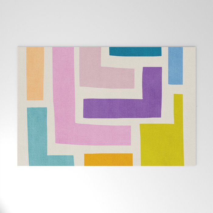 Pastel Colorful Modern Artwork Welcome Mat Gallery Image 1