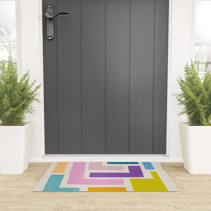 Pastel Colorful Modern Artwork Welcome Mat Gallery Image 3