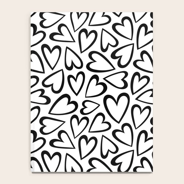 Black and white love heart cartoon pattern Notebook Gallery Image 4