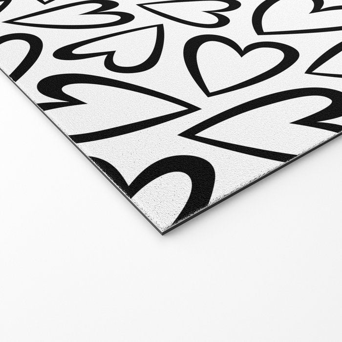 Black and white love heart cartoon pattern Welcome Mat Gallery Image 2