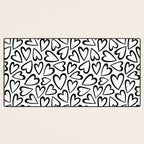 Black and white love heart cartoon pattern Desk Mat Gallery Image 3