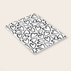 Black and white love heart cartoon pattern Notebook Gallery Image 3