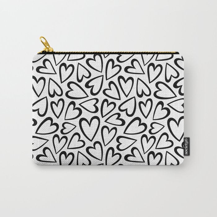 Black and white love heart cartoon pattern Carry All Pouch Gallery Image 1