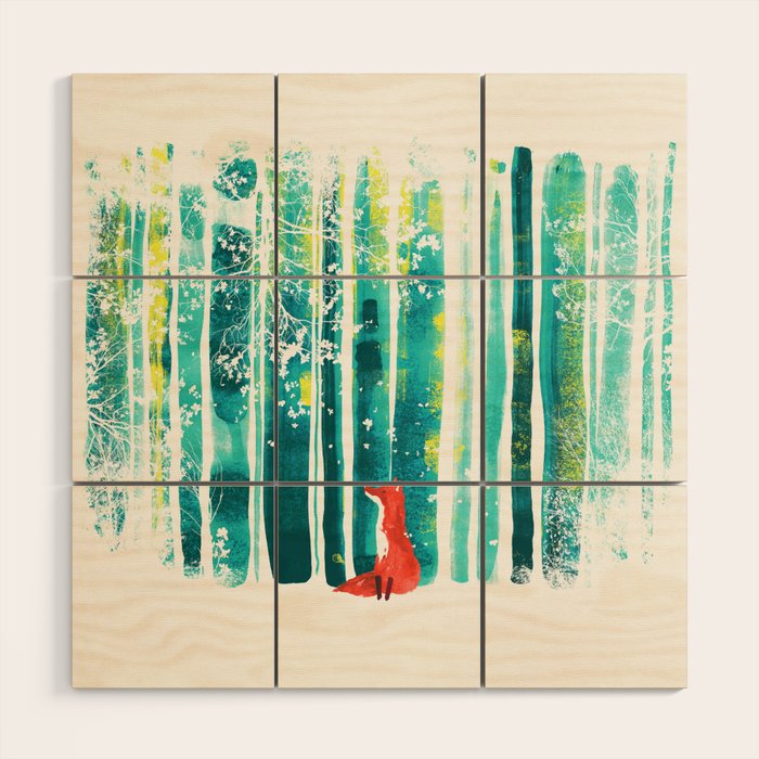 Fox in quiet forest Wood Wall Art Gallery Image 1