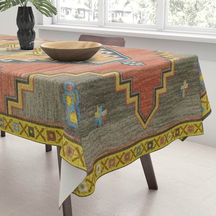 Moroccan Berber Geometric Rug Pattern Tablecloth Gallery Image 3