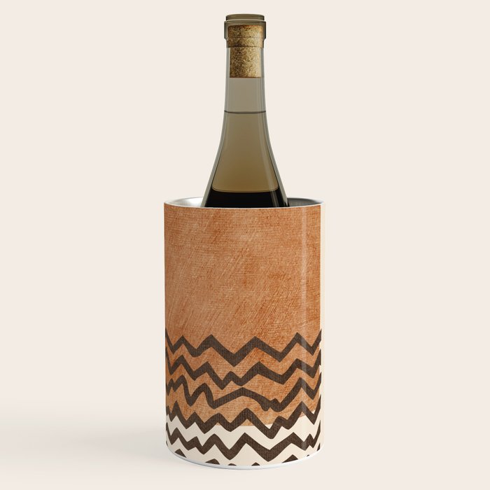 Terracotta Black Waves Abstract Artwork Wine Chiller Gallery Image 3