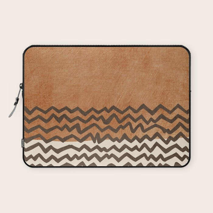 Terracotta Black Waves Abstract Artwork Laptop Sleeve Gallery Image 1