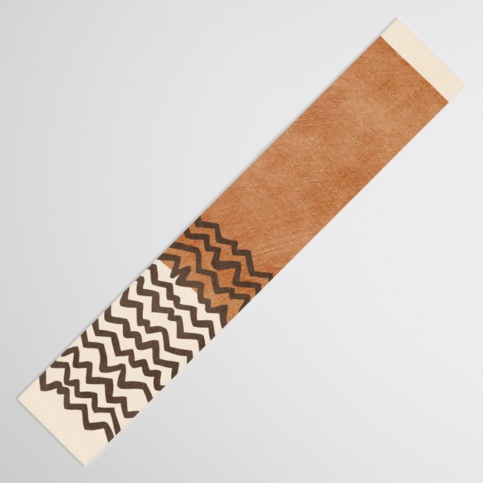 Terracotta Black Waves Abstract Artwork Table Runner Gallery Image 3