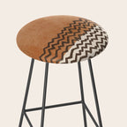 Terracotta Black Waves Abstract Artwork Stool Gallery Image 2