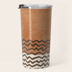 Terracotta Black Waves Abstract Artwork Travel Mug Gallery Image 3