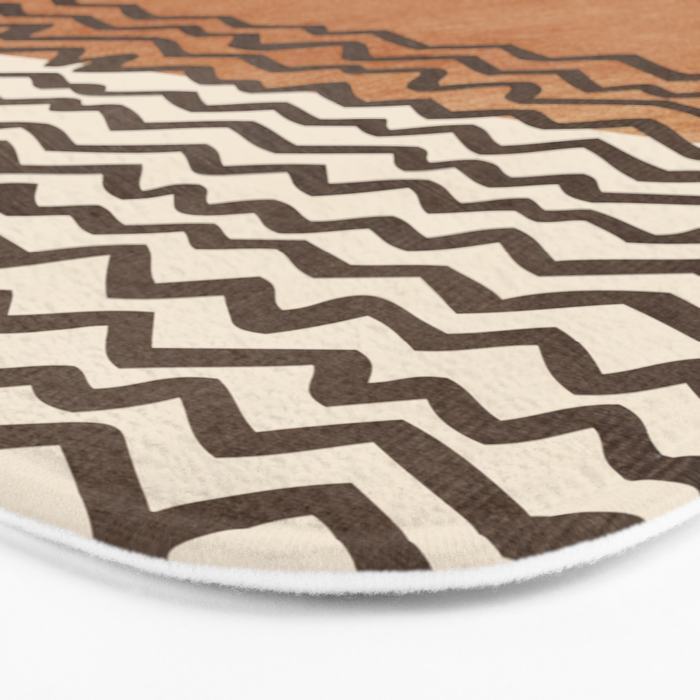 Terracotta Black Waves Abstract Artwork Bath Mat Gallery Image 3