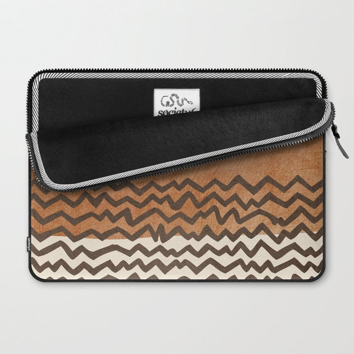 Terracotta Black Waves Abstract Artwork Laptop Sleeve Gallery Image 2