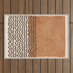 Terracotta Black Waves Abstract Artwork Outdoor Rug Gallery Image 1